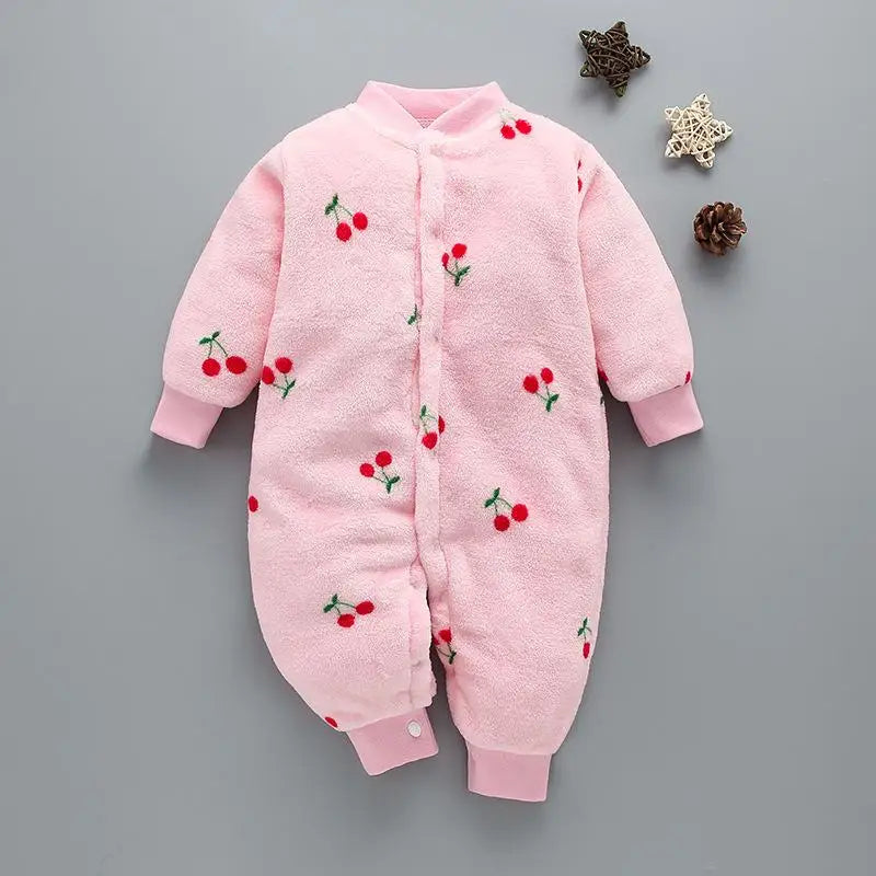 New Baby Girl Boy Thick Romper Warm Winter Newborn Infant Baby Dinosaur Fleece Romper Jumpsuit Soft Pajamas Clothes