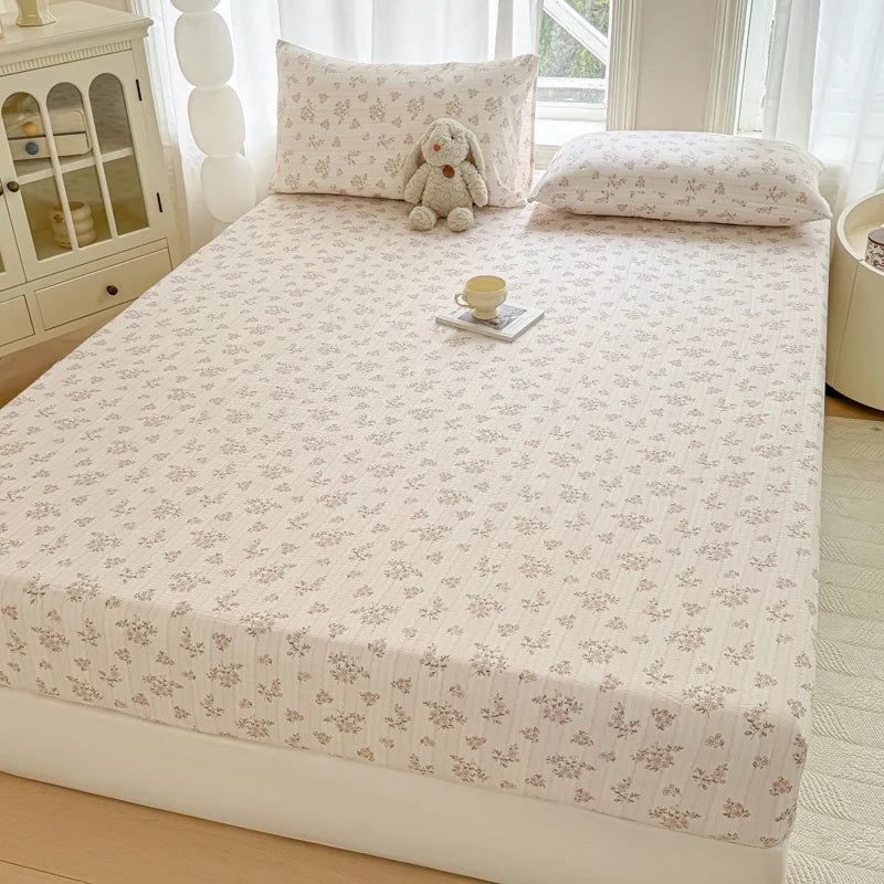 Soft Bedsheets Floral Style Bed Cover Elastic Bed Linen for Home Non-slip Fitted Sheet постельное белье (Pillowcase Need Order)