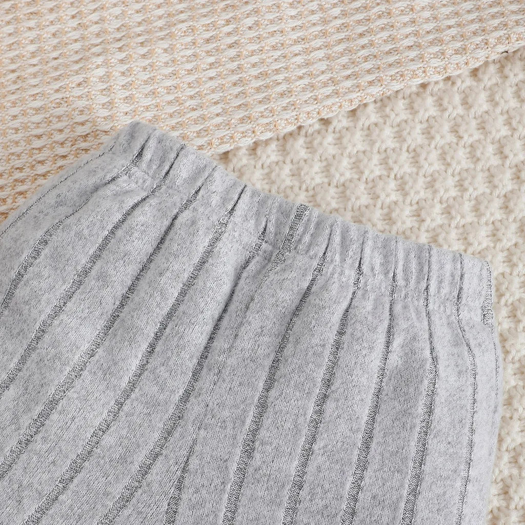 3PCS Newborn Baby Boy Clothes Set Long Sleeved Color Blocked Bodysuit+Gray Pants+Hat Autumn Clothing for Toddlers 1-18 Months