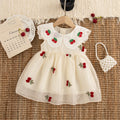 Red Cherry Embroidered Baby Girl Dress, Summer New Style Fresh And Small Children'S Sleeveless Clothes For Babies Aged 0-4 Years