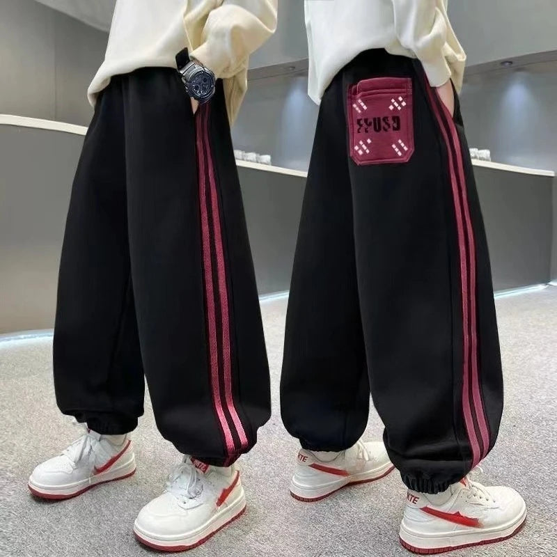 Boys' Cotton Casual Pants Kids Grey Trousers Sweatpants Outdoor Clothes for Children Boys Clothing 10 To 14 Years 2025 New