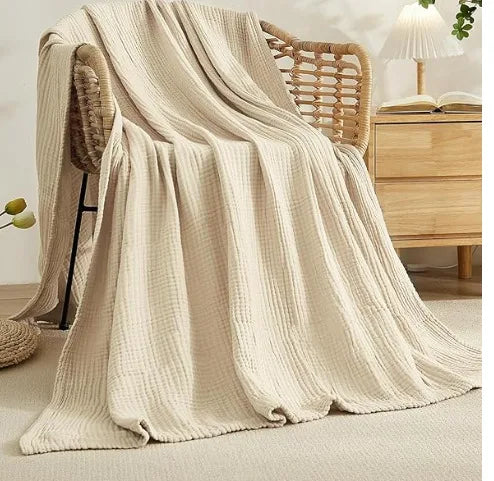 Japanese 100% Cotton Muslin Blanket Large Size Sofa Gauze Blanket Bed Sofa Office Nap Soft Comfortable Breathable All-season