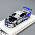 FH 1:64 GT-R R34 Skyline Fast & Furious Openable Front Cover Alloy Car Model