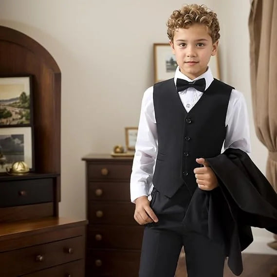 3 Piece Boys Tuxedo Suit 2025 Slim Fit Kids Tailcoat Suit Suits Set for Prom Wedding Concert Casual Suit Jacket Vest and Pants
