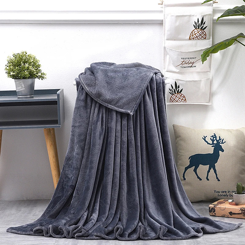 Soft Warm Blankets For Beds Winter Mink Throw Solid Sofa Cover Bedspread Winter Plaid Blankets  Winter Sheet Bedspread 3size