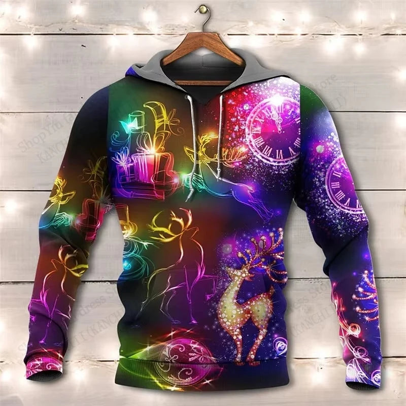 Mens Christmas Hoodie Santa Claus 3d Print Hoodie Men Women Fashion Hoodie Sweatshirt Snowman Tracksuit Men clothing Winter Fall