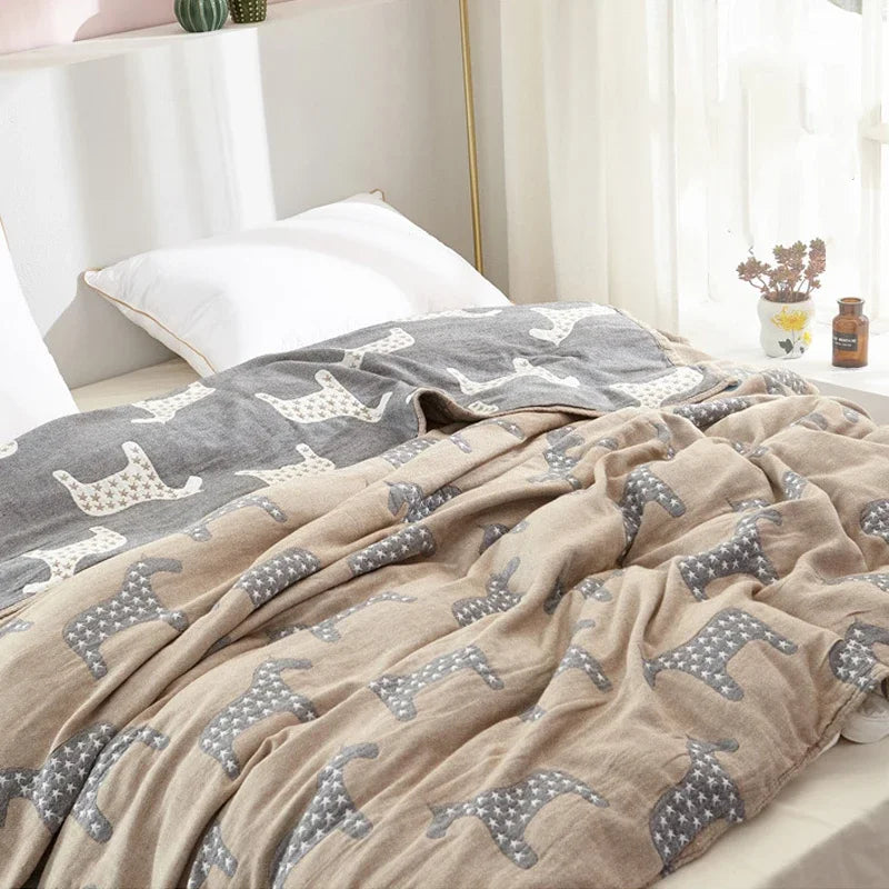 Summer Blankets 4 Layers Muslin Cotton Bedspread Blanket 150x200cm 200x230cm Soft Office Home Bedding Sleeping Quilt Blanket 이불