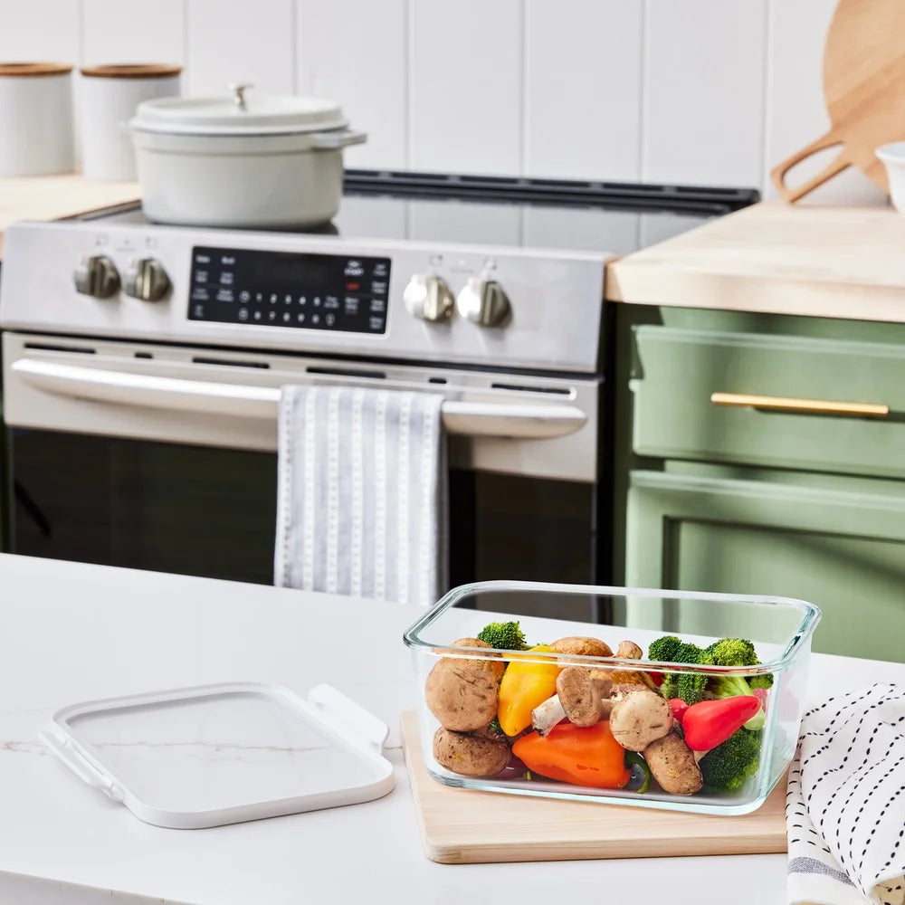 14 Cup Glass Food Storage Container with Tritan Lid Microwave Freezer Dishwasher Safe Stackable 2 Pieces