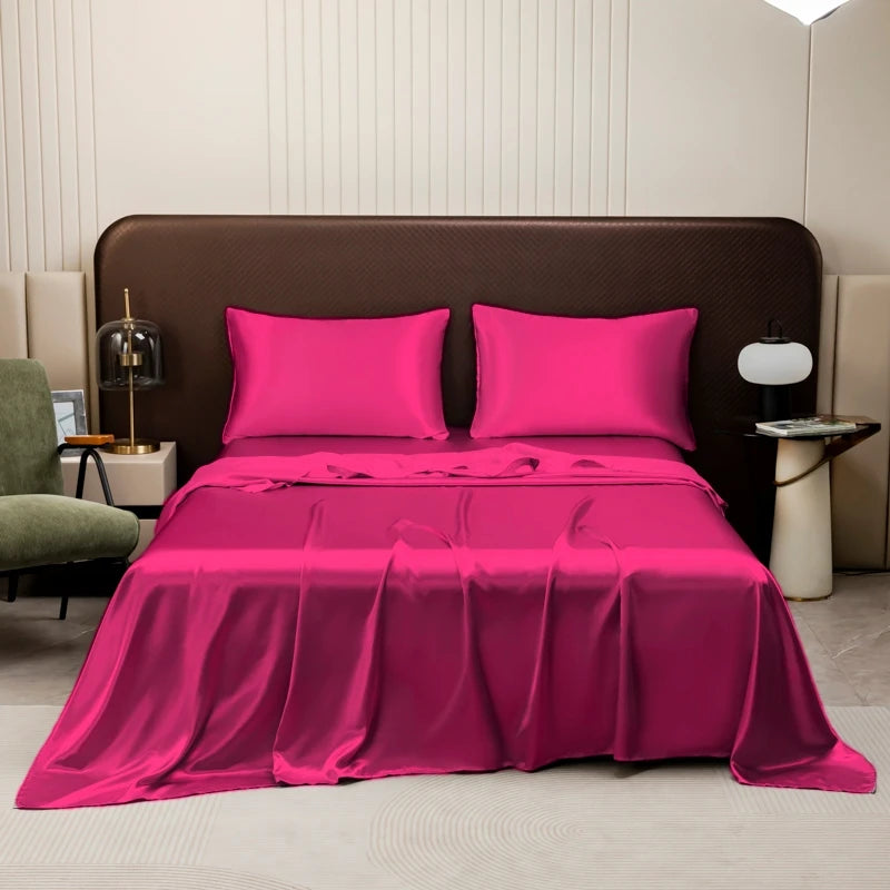 Pure Color Satin Feel Flat Bed Sheet Soft Skin-friendly High-end 4 Seasons Universal 230x230cm Sheet Bed Cover No Pillowcases