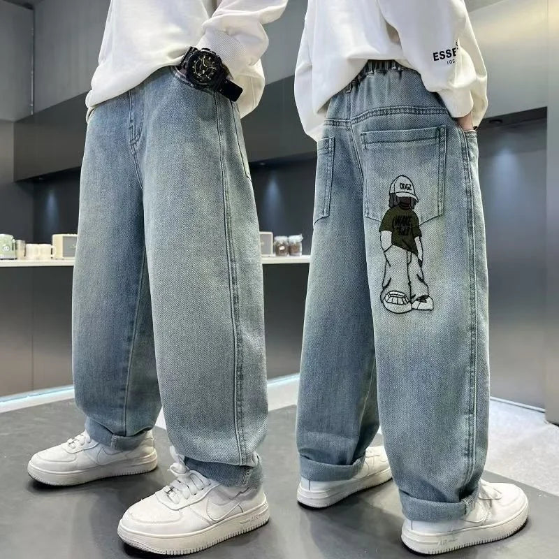 2025 Spring Autumn Fashion Boys Denim Pants Children Trousers Casual Kids Jeans Pants for 4-14 Years Teenager Boys Clothing