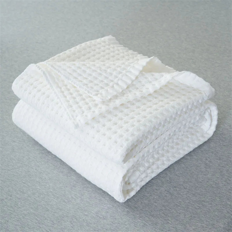 Cotton Blanket Waffle Plaid Bedspread for Single Double Twin Queen King Bed Sheet Sofa Cover Grey Blue White Sofa Blanket Throw