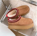 2026 New Classic Ultra Mini Platform Boots Leather Suede Wool Comfort Winter Womens Fur Slippers Size 35-43