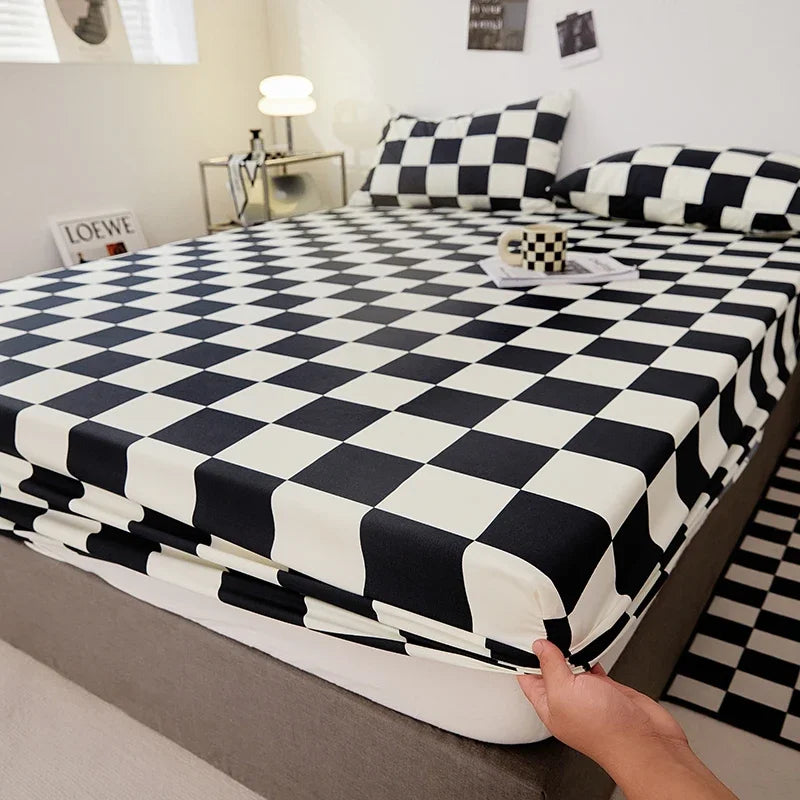 High Quality White Bed Sheet with Elastic Band Single/Queen/King Size Fitted Bed Sheets for Double Beds All-around Bed Cover