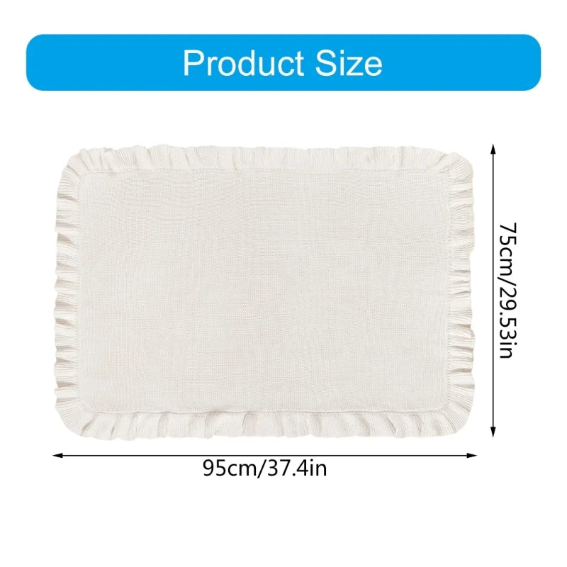 Baby Blanket for Newborns Cotton Ruffle Knitted Wrap Towel Soft and Breathable Bed Blanket for Autumn Winter 75x95cm