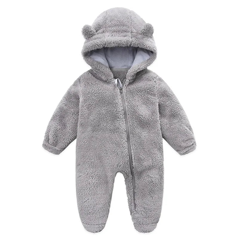 Pudcoco Infant Baby Jumpsuit Long Sleeve Hooded Zipper Closure Winter Romper Clothes for Boys Girls 0-12M