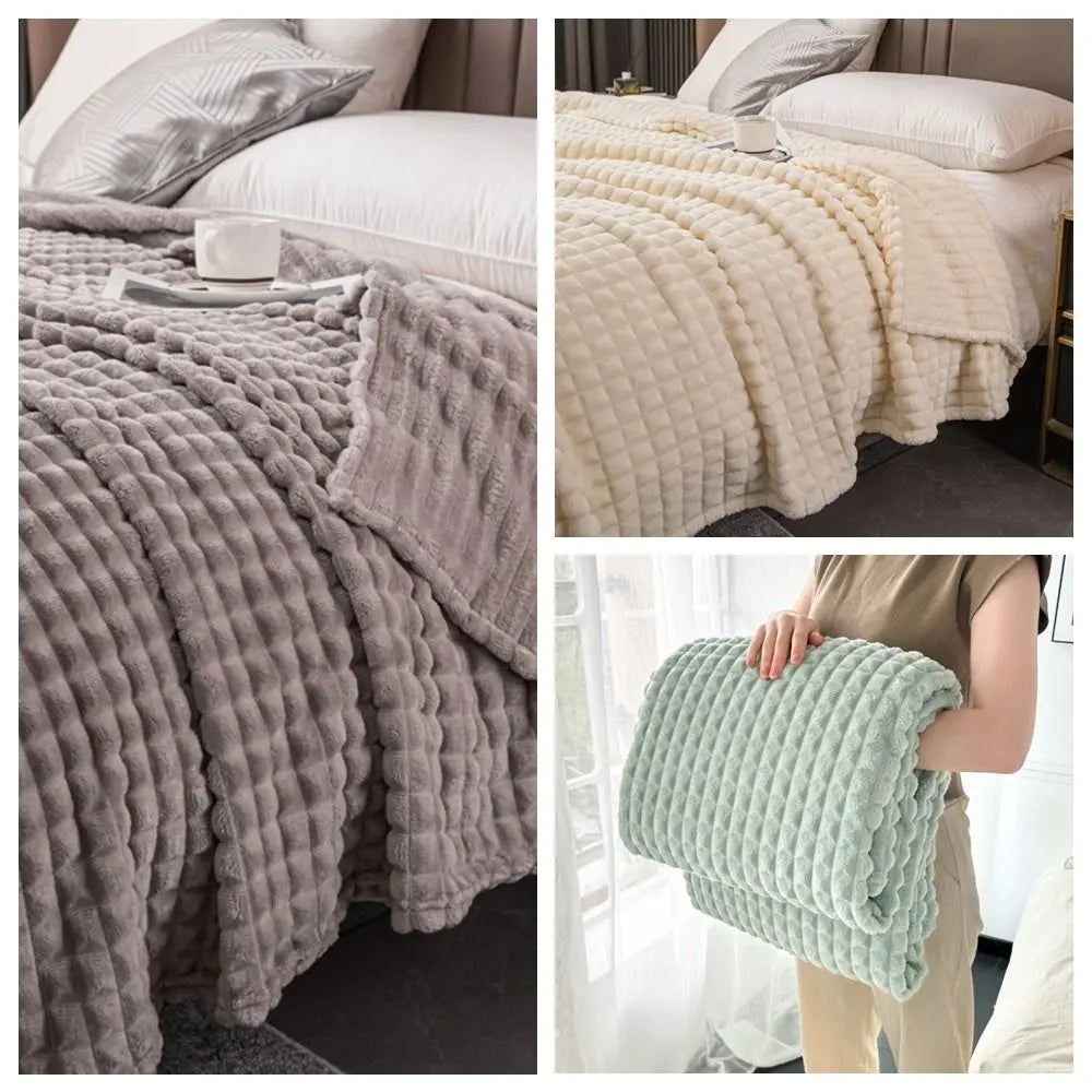 Bed Suppiles Solid Color Flannel Blanket Thickened Comfortable Sofa Blanket Soft Warm Office Nap Blanket Travel