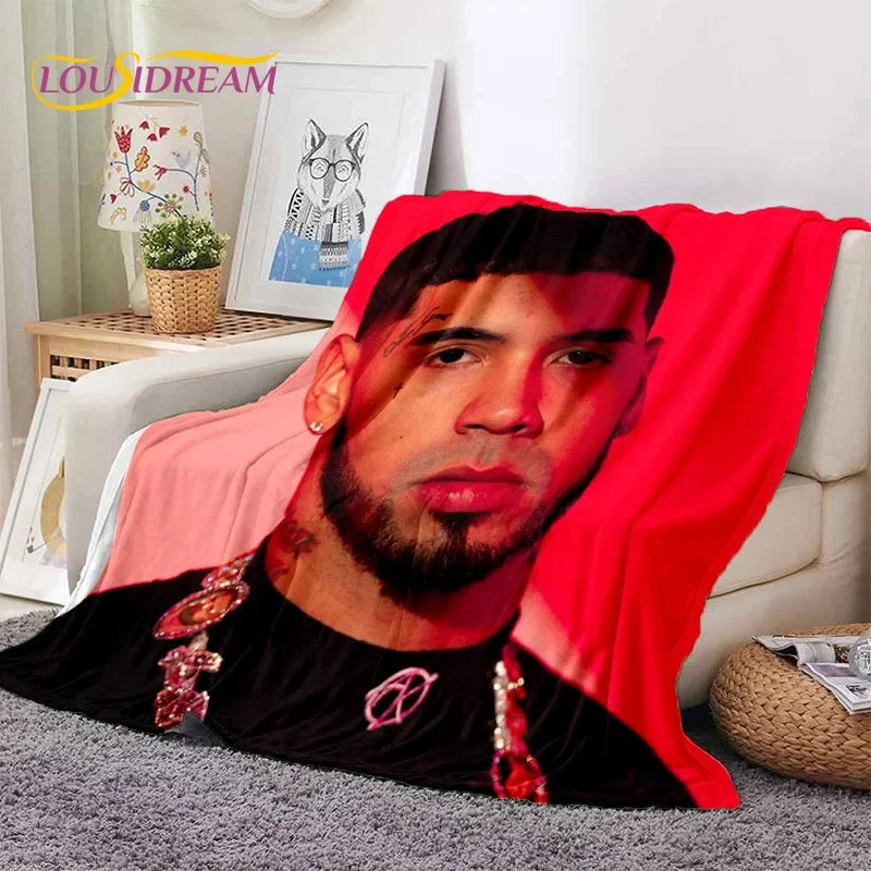 Free Anuel AA Rapper Hip Hop Singer Soft Flannel Blanket for Beds Bedroom Sofa Picnic,Throw Blanket for Outdoor Leisure Nap Gift
