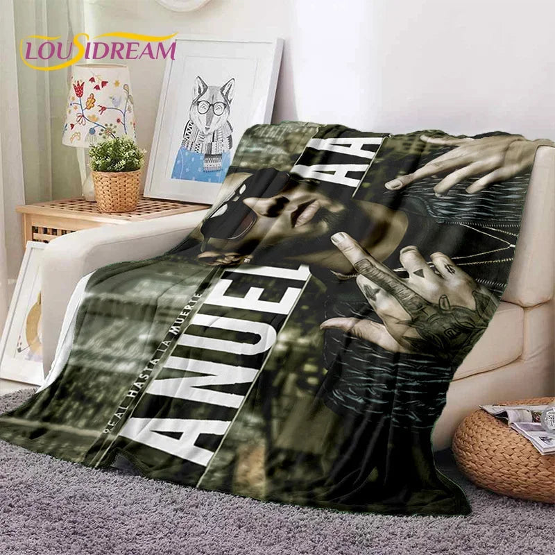 Free Anuel AA Rapper Hip Hop Singer Soft Flannel Blanket for Beds Bedroom Sofa Picnic,Throw Blanket for Outdoor Leisure Nap Gift