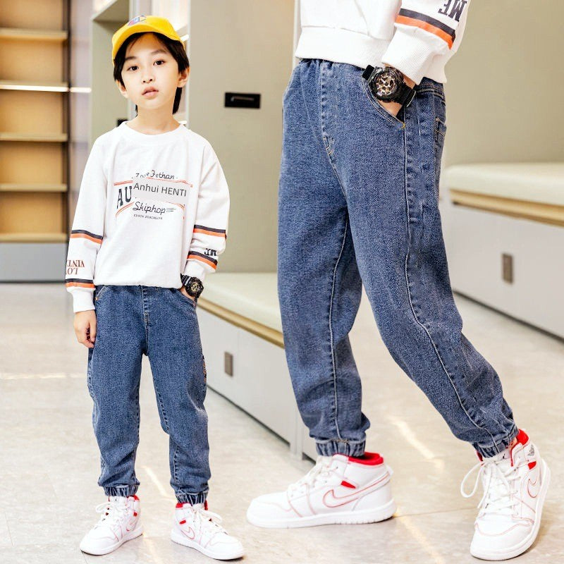 Boys' Denim Spring and Autumn Kids Pants Casual Western Style 2025 Children's Korean Boys Trendy Spring Trousers