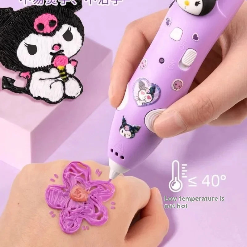 Sanrio  Melody Culomi 3d Three-Dimensional Printing Pen Low-Temperature Brush Toy Peripheral Multi-Functional Painting Pen Gifts