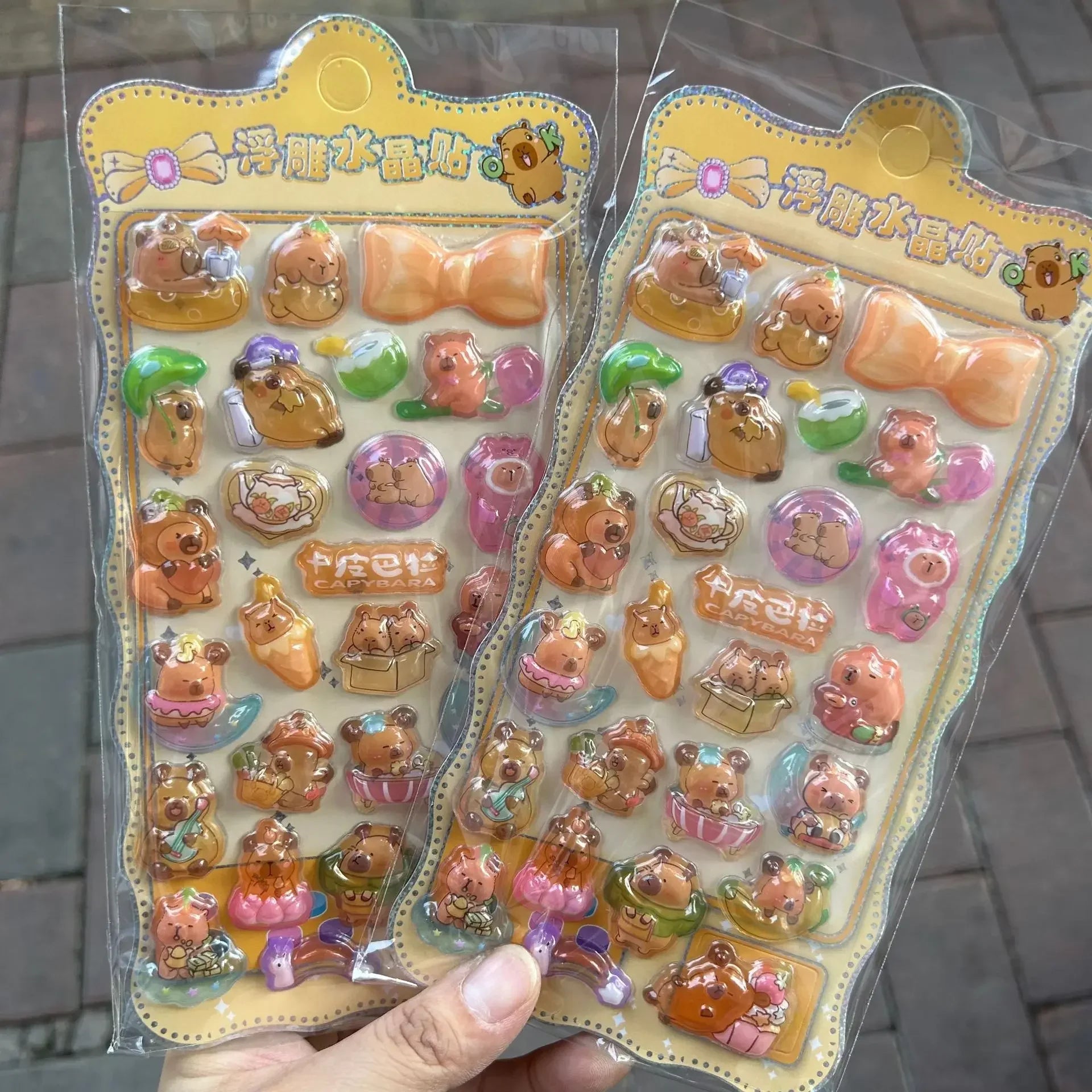 Style8 Cartoon Pillar Capybara Black Light Pony 3D Three-dimensional Crystal Sticker Handmade DIY Material Children's Sticker