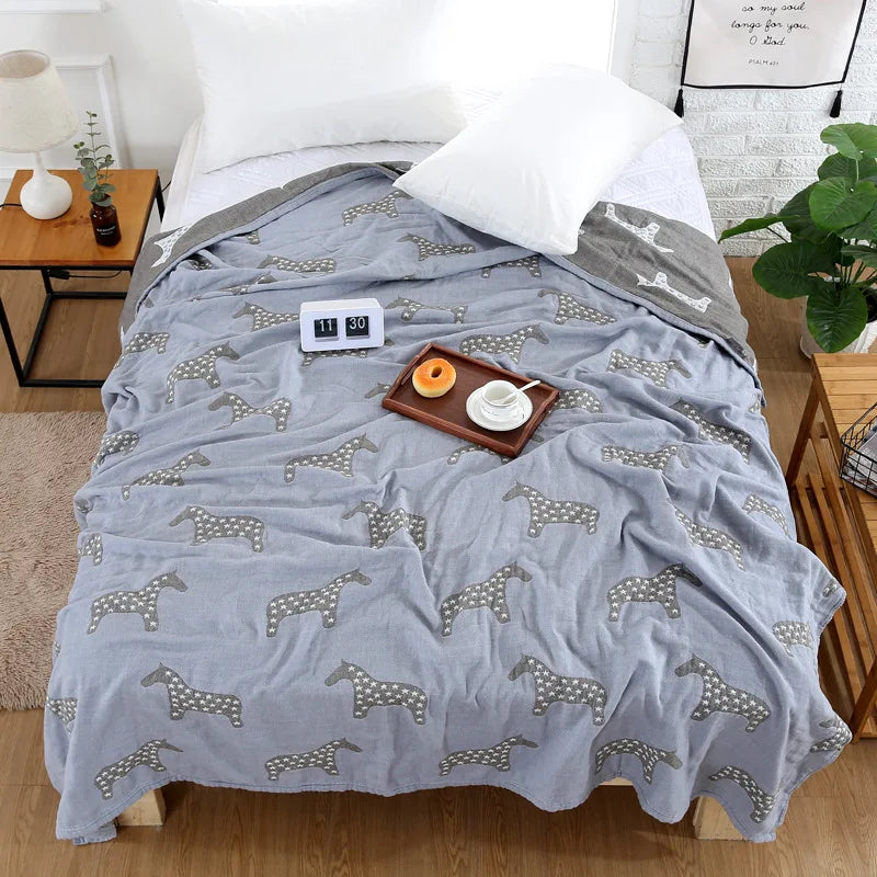 Summer Blankets 4 Layers Muslin Cotton Bedspread Blanket 150x200cm 200x230cm Soft Office Home Bedding Sleeping Quilt Blanket 이불