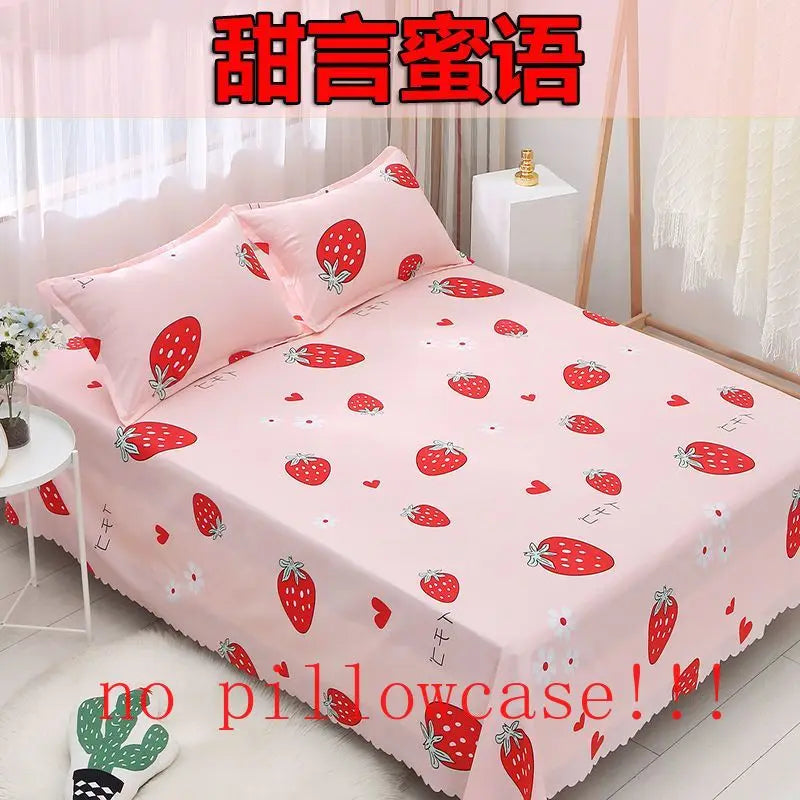 Flat Sheets Printed Washed Household Comfortable Students Queen King Size Bed Cover Breathable Single Double Bedspread Trendy
