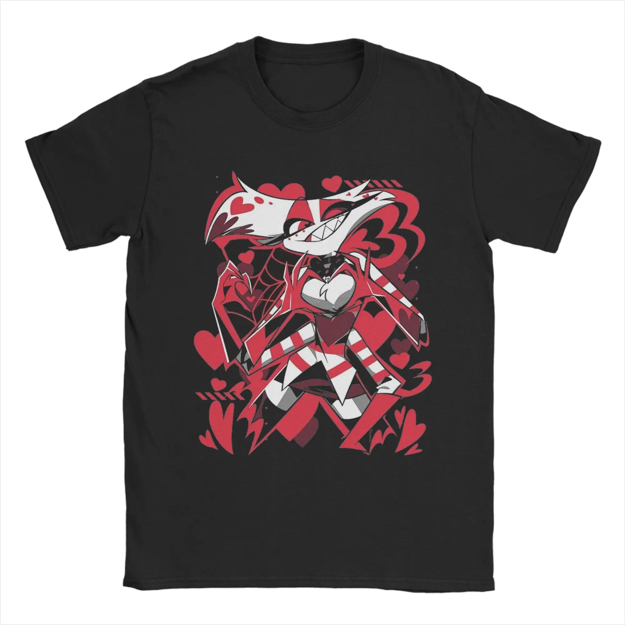 Vintage Hazbins Hotels Alastor Cartoon T Shirt Men Cotton Short Sleeve  Round Neck Summer Clothes