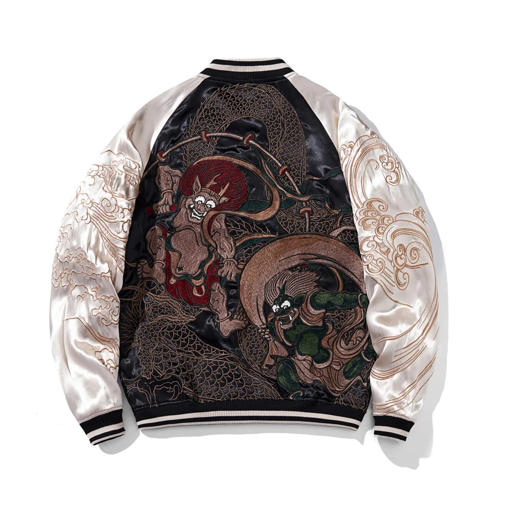 Mens Baseball Jackets Hip Hop Japanese Anime Demon Embrodiery Bomber Coats Streetwear Harajuku Motorcycle Jacket Clothing
