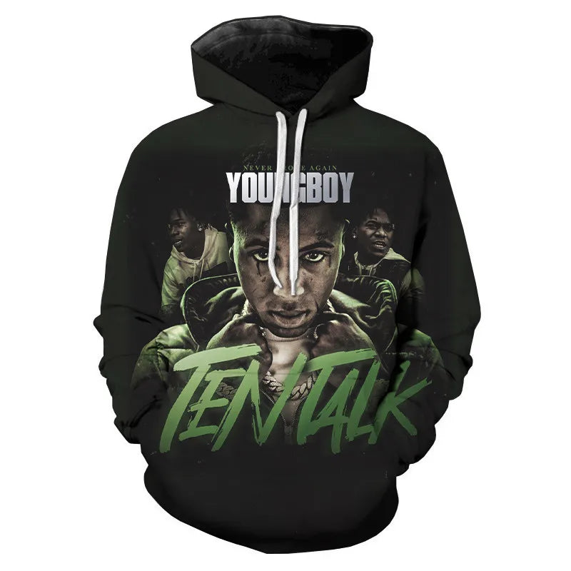 1 Piece Custom Your Picture Hoodies Rapper YoungBoy 3D Print Sweatshirts Men Women Hooded Oversized Hoodie Fashion Kids Pullover