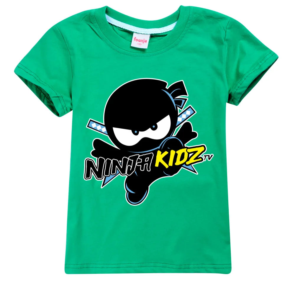 NINJA KIDZ Kids Clothes Summer Boys Fashion Short Sleeve T-Shirt Boys Graphic Tee Baby Girls Tops Children Pullover Hot Selling