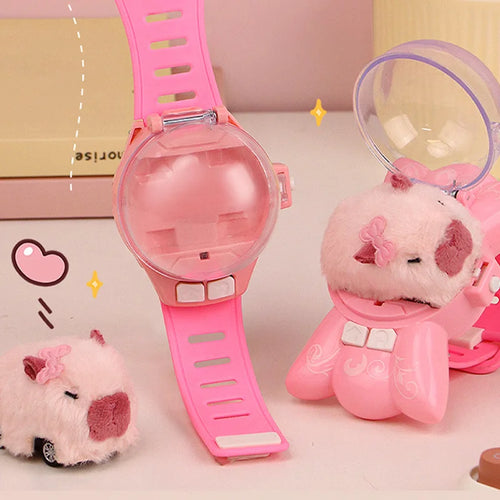 2.4G Capibala Rabbit Dog Plush Watch Remote Control Car Mini Electric Car Children's Toy Racing Christmas Gift