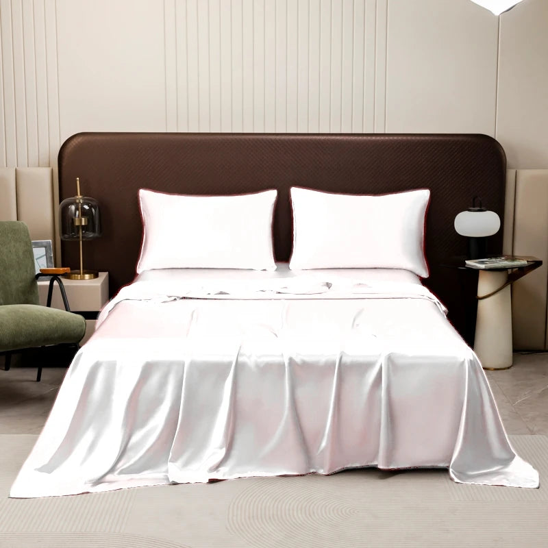 Pure Color Satin Feel Flat Bed Sheet Soft Skin-friendly High-end 4 Seasons Universal 230x230cm Sheet Bed Cover No Pillowcases