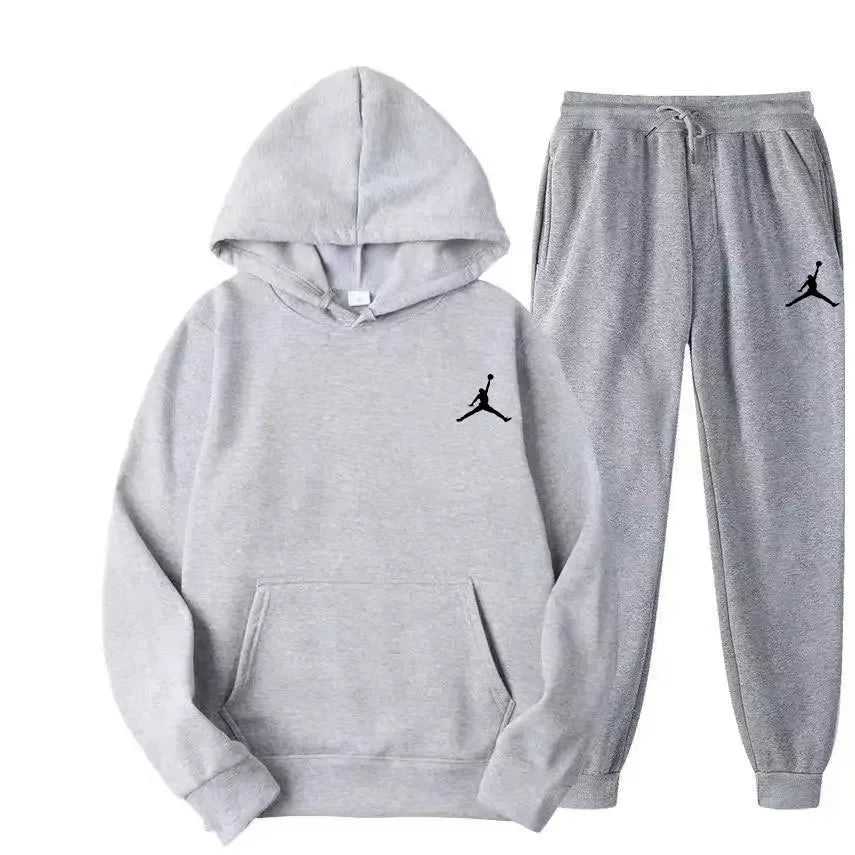 A brand-new outdoor basketball men's hoodie and long pants set for fashionable and casual men