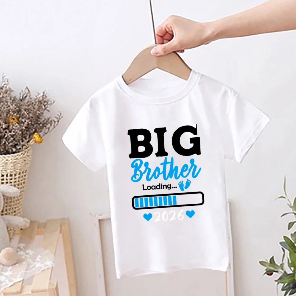 Big Brother Est 2026 Print Kids Shirts New Baby Announcement Clothes Big Brother T-shirt Baby Reveal Party Outfit Child Tee Tops