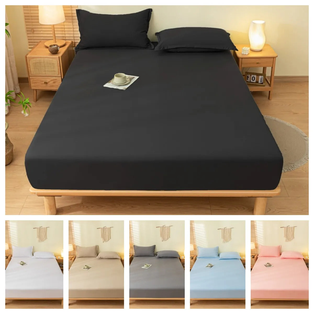 1pc Skin-friendly Bed Cover with Elastic Band Solid Color Brushed Bed Sheet Single/Queen/King Fitted Bedsheet(without pillowcase