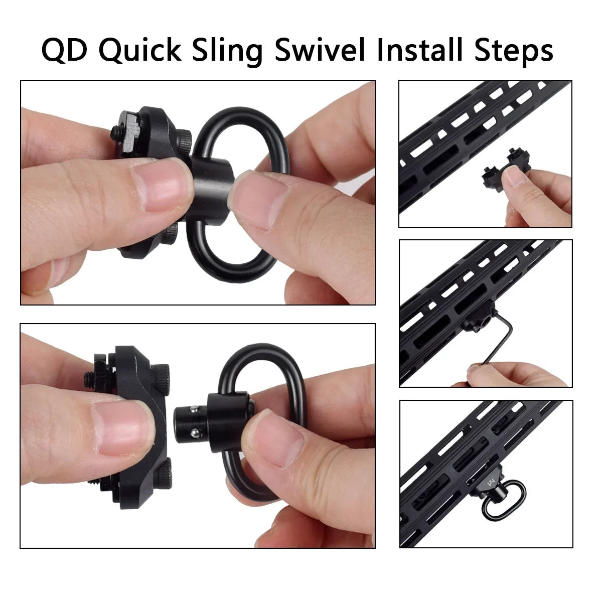 B-C-M QD Sling Swivel Adapter MLOK Keymod Rail Mount Strap Buckle Quick Release Sling Stud Loop Push Button