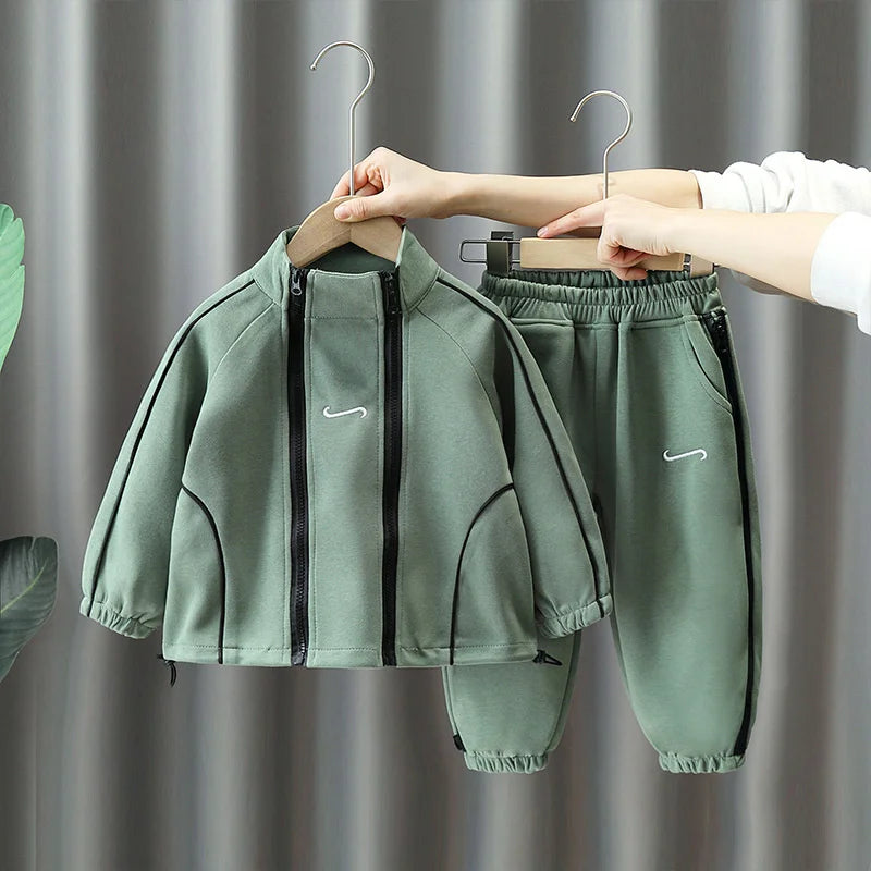 Boys Coat + Trousers Cotton 2PCS/Set Kids Sport Suits 2023 Elegant Winter Autumn Plus Size Teenagers Children Sets