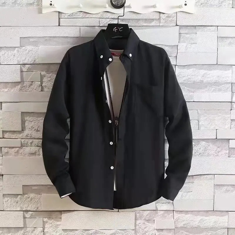 Retro Japanese Sle Casual Ox Cloth irt Men's Summer Thin Long Sve Workwear Sun Protection Outerwear Loose Fit