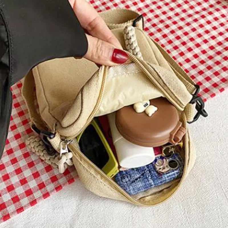 Mini Canvas Phone Bag Fashionable Lightweight Vertical Style Crossbody Women's Versatile Shoulder Bag Daily Small Square Bags