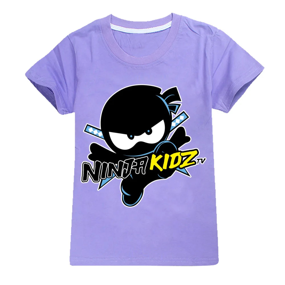 NINJA KIDZ Kids Clothes Summer Boys Fashion Short Sleeve T-Shirt Boys Graphic Tee Baby Girls Tops Children Pullover Hot Selling
