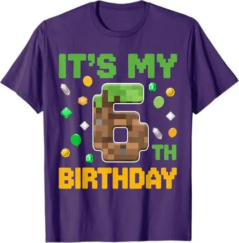 Birthday-Boy It's My 6th Birthday Gamer Pixel Number Six T-Shirt Fashion Sons Nephew Grandson B-day Gift Video Game Saying Tee