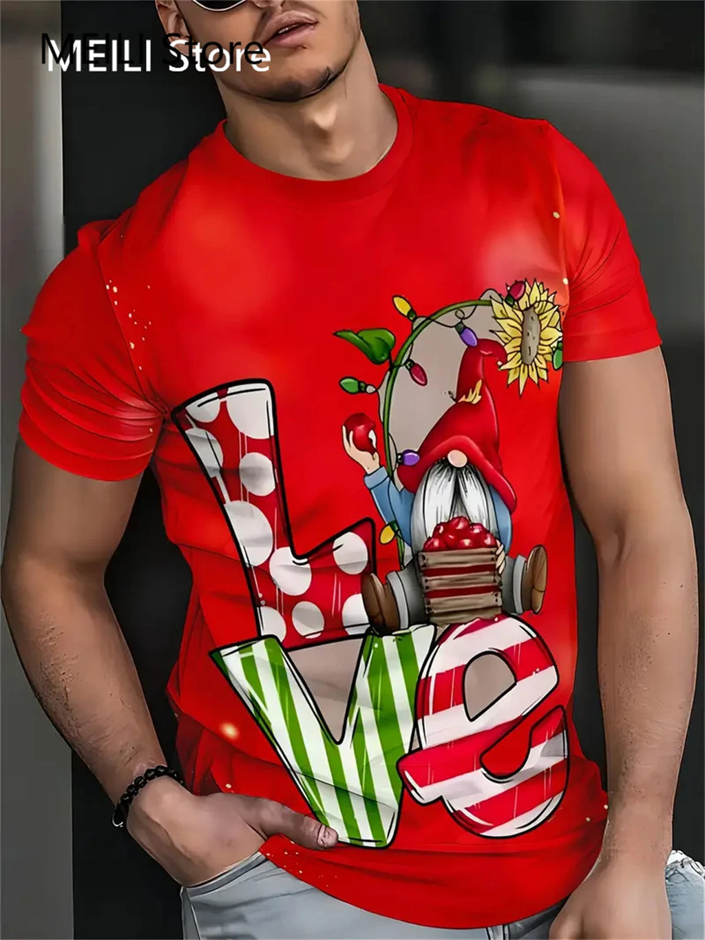 Men's T Shirt Santa Claus Graphic Print Pullover Summer Casual Short Sleeve Tee Funny T-Shirts Male Christmas Oversized Clothing