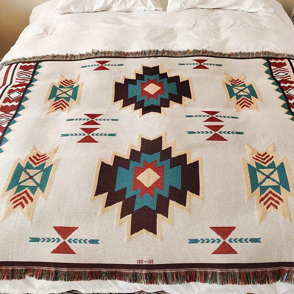 Multi purpose Bohemian themed throw blanket for home decoration and outdoor activities, grid blanket&throw sofa bed sheets, sofa