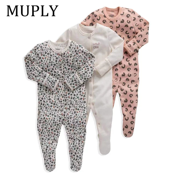 3 Pcs/Lot Autumn Winter Long Sleeve Casual Sweet Baby Girl Romper 100%Cotton Soft Newborn Jumpsuits Clothes