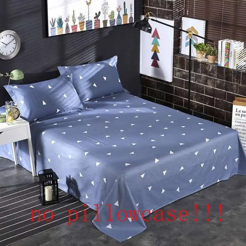 Flat Sheets Printed Washed Household Comfortable Students Queen King Size Bed Cover Breathable Single Double Bedspread Trendy