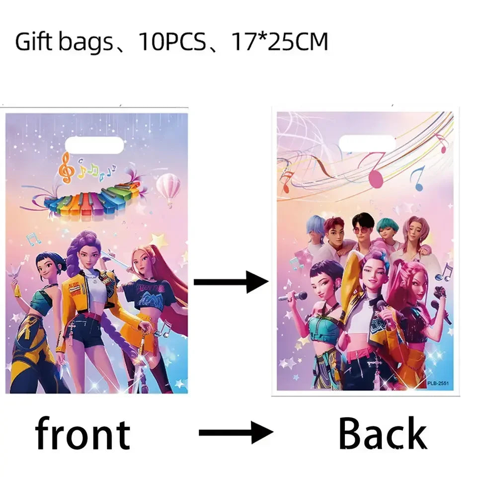 10Pcs Kpop Demon Hunters Gifts Bags Disposable Candy Bag for Kids Theme Birthday Party Supplies Goody Bags Favors Baby Shower