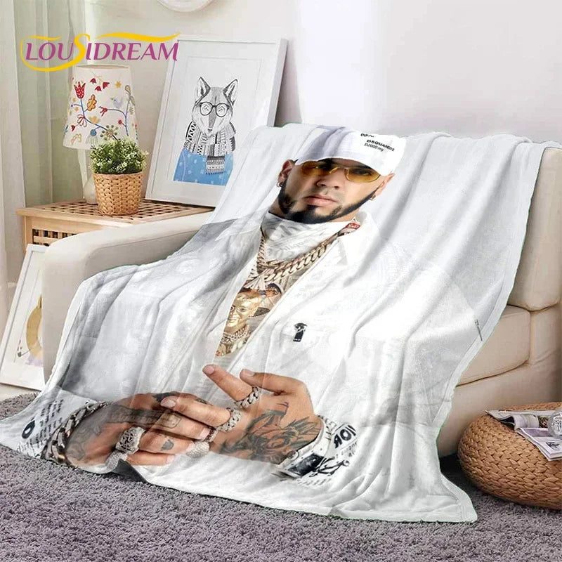 Free Anuel AA Rapper Hip Hop Singer Soft Flannel Blanket for Beds Bedroom Sofa Picnic,Throw Blanket for Outdoor Leisure Nap Gift
