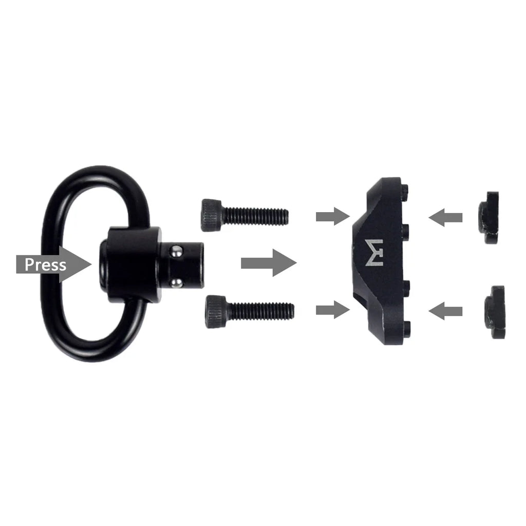 B-C-M QD Sling Swivel Adapter MLOK Keymod Rail Mount Strap Buckle Quick Release Sling Stud Loop Push Button