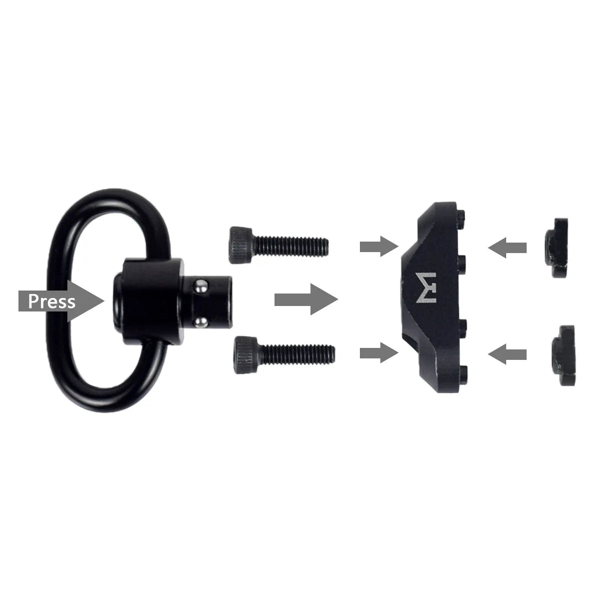 B-C-M QD Sling Swivel Adapter MLOK Keymod Rail Mount Strap Buckle Quick Release Sling Stud Loop Push Button